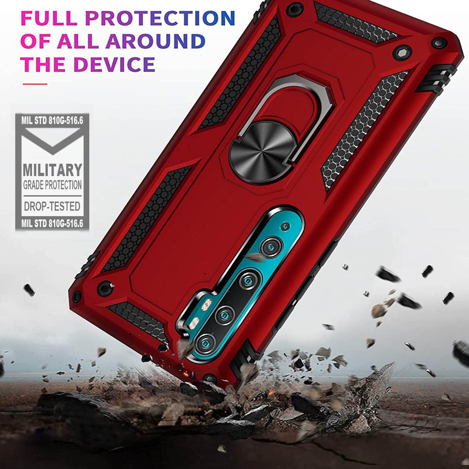 Fetrim Custodia per Xiaomi MI 11, Cover PC TPU Cassa Shell Supporto di Anello Rotante Case per Xiaomi MI 11 Blu Navy