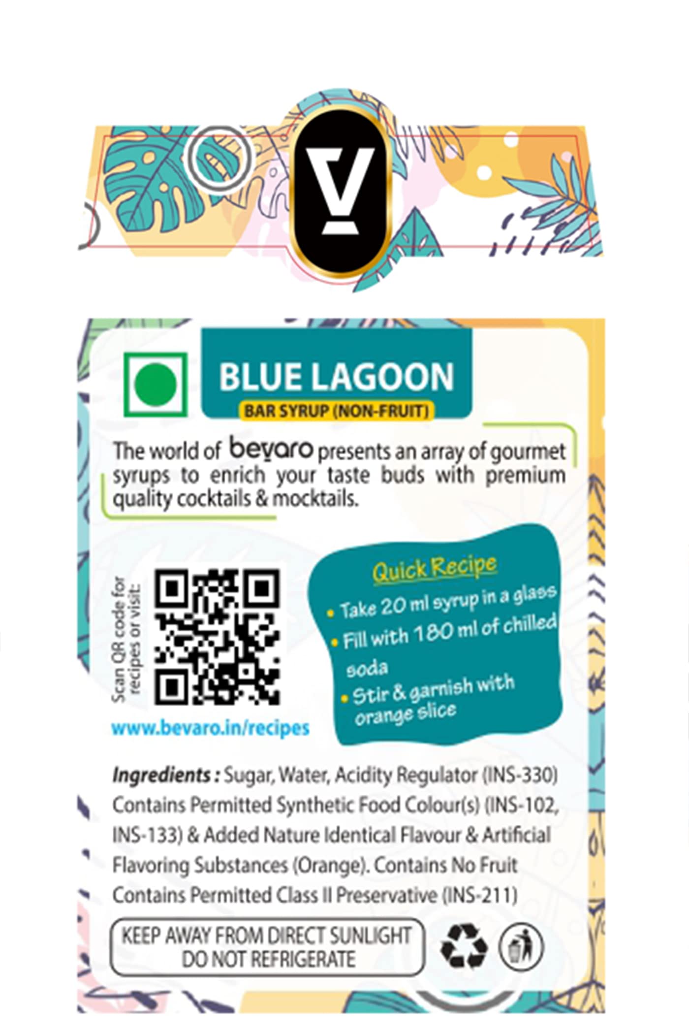 Bevaro Blue Lagoon Syrup - 300ml | Refreshing Gourmet Syrup for Crafting Cocktails, Mocktails, Mixers, Ice Crushers, and Tropical Beverages | Perfect for Home Bars, Parties, and Events 1