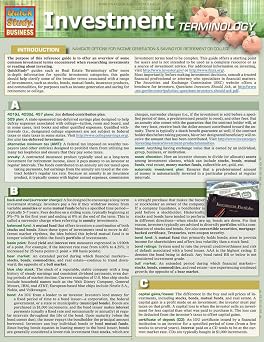 Investment Terminology QuickStudy Laminated Reference Guide