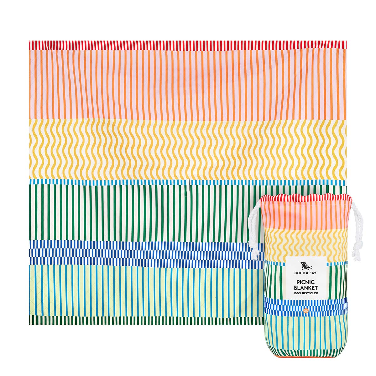 Dock & Bay Picnic Blanket - Quick Dry & Water Resistant - 100% Recycled Materials - Large (170x170cm) - Bright Side Up — view 11