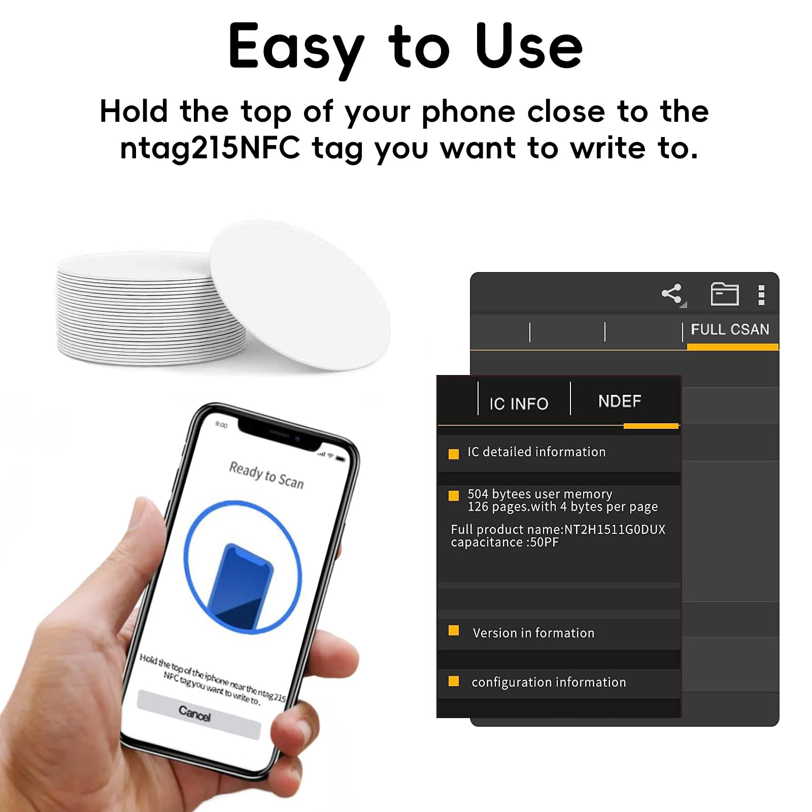 NFC Tag Ntag215 25 Pezzi Adesivi Riscrivibili 504 Byte 25 Mm Compatibili Smartphone NFC