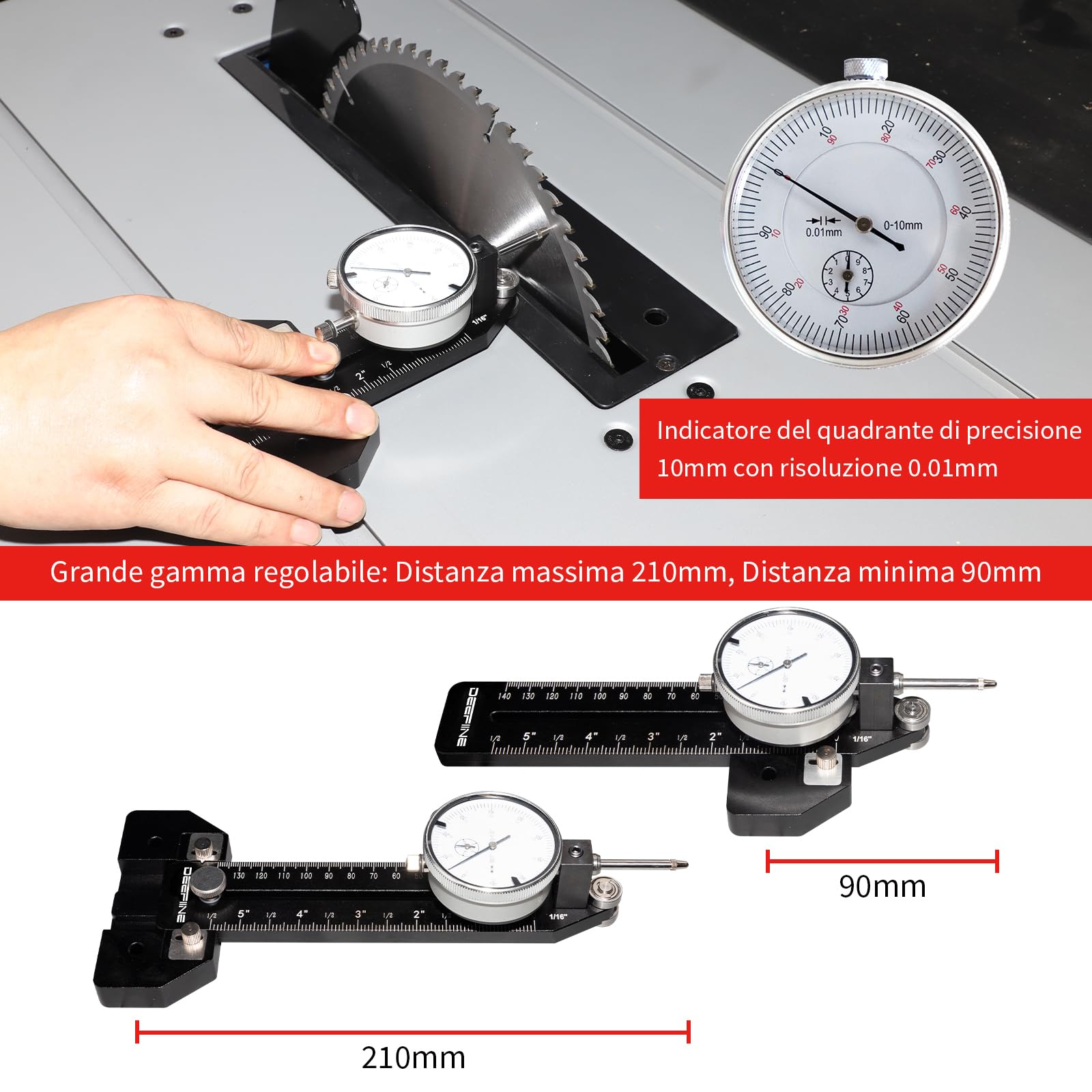 Sottile Rip Jig Table Saw Guide, estesa sottile Rip Jig Router con indicatore di precisione Quadrante Gauge