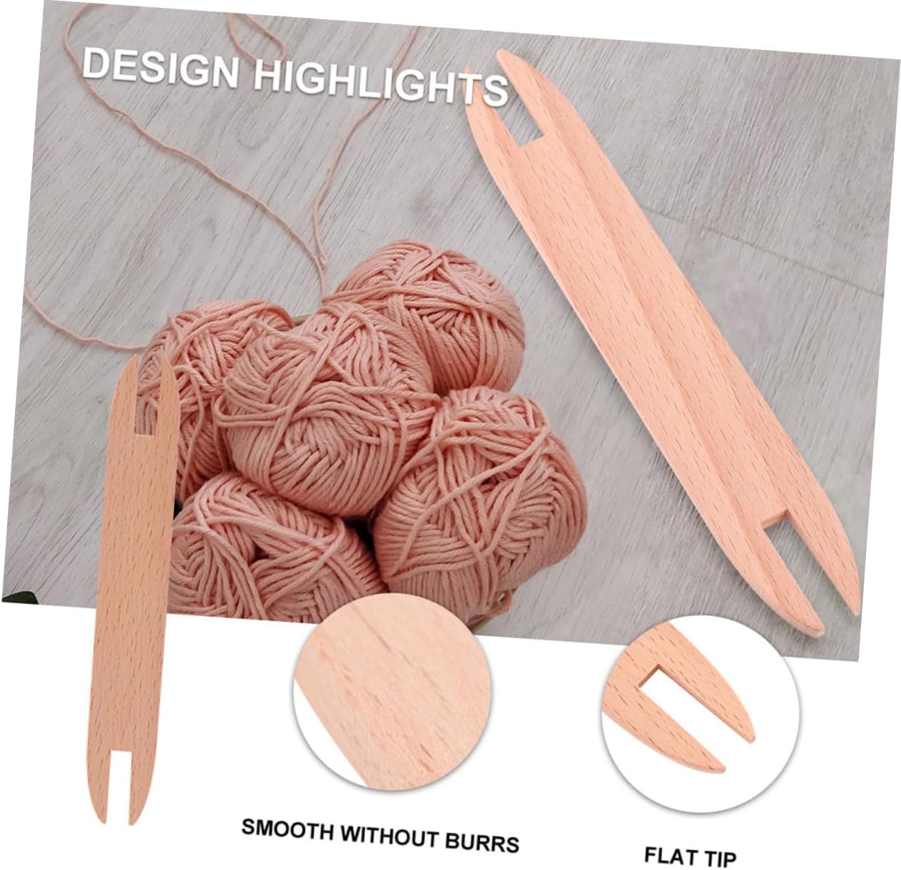 PLAFOPE 2Pcs Wooden Shuttles DIY Weaving Tools for Knitting Accessories Durable Knitting Needles for Sweater Scarf and Tapestry Crafting for Crochet Enthusiasts