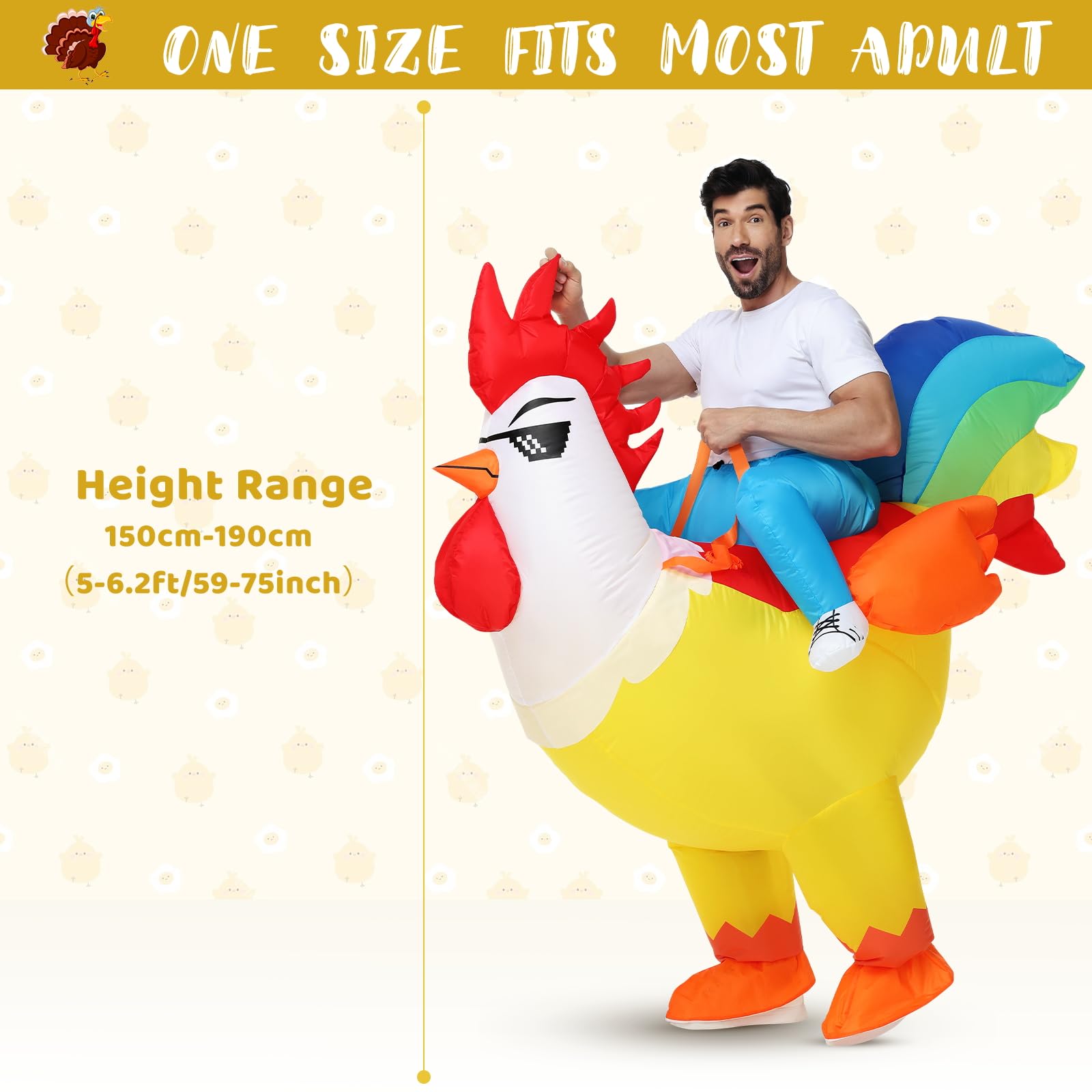 Spinosaurus Inflatable Chicken Costume for Adult Halloween Inflatable Costume Funny Blow Up Animal Costumes for Woman Men - Image 3