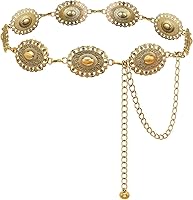 YZRIZX Western Concho Chain Belt for Women - Boho Cowgirl Vintage Metal Waist Belt for Dresses Jeans Concerts