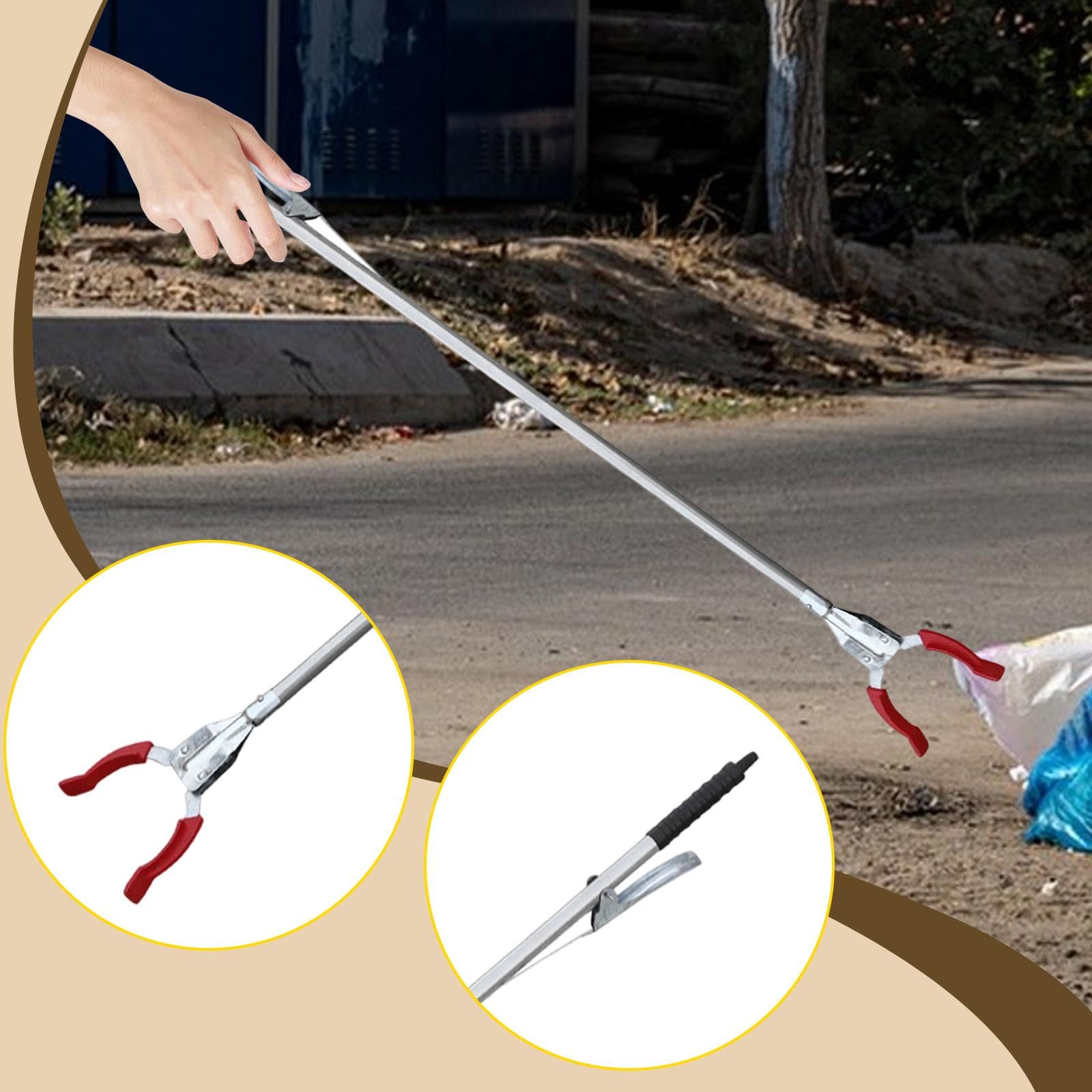 Pinza de Agarre Larga con Mango Ergonómico para Recoger Objetos en El Hogar Y Exteriores.