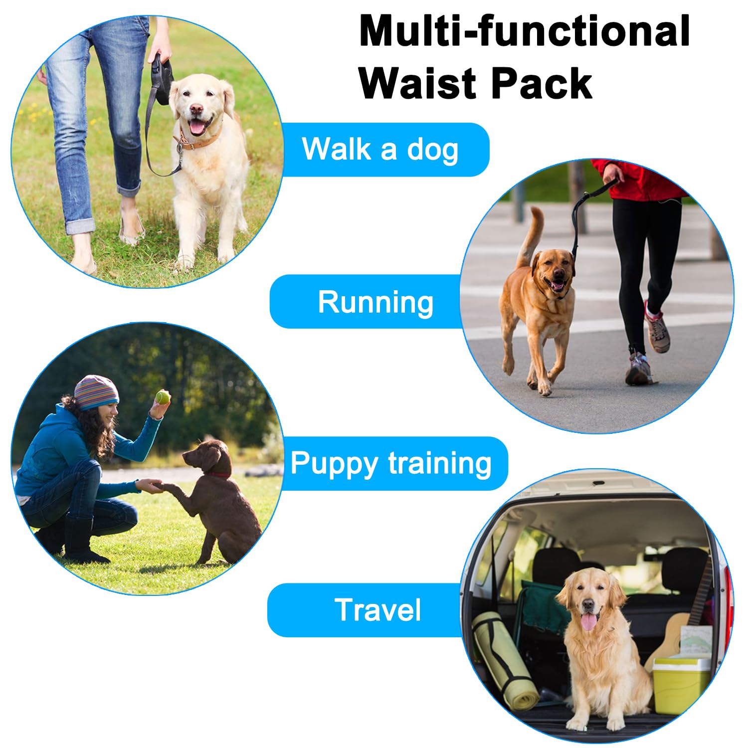 Sacca per Cani per Addestramento del Cane, Porta Premietti per Cani, Multifunzionale Borsa Porta Snack Cane con Dispenser per Sacchetti, Cintura Regolabile