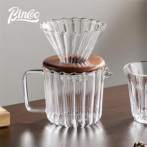 Miniatura 2 de Bincoo Juego de cafetera para verter sobre jarra de vidrio de color degradado, 20 onzas, kit de cafetera de vidrio de borosilicato con filtro de