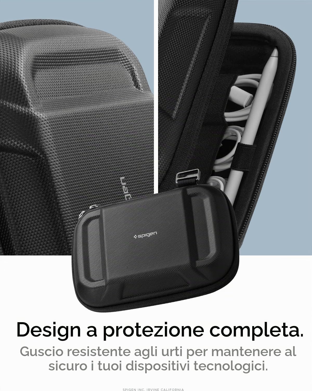 Spigen Rugged Armor Pro Borse organizer per cavi con Braccialetto, Custodia da Viaggio Per USB Cable, Watch Strap,Elettronica accessori ecc.- Nero