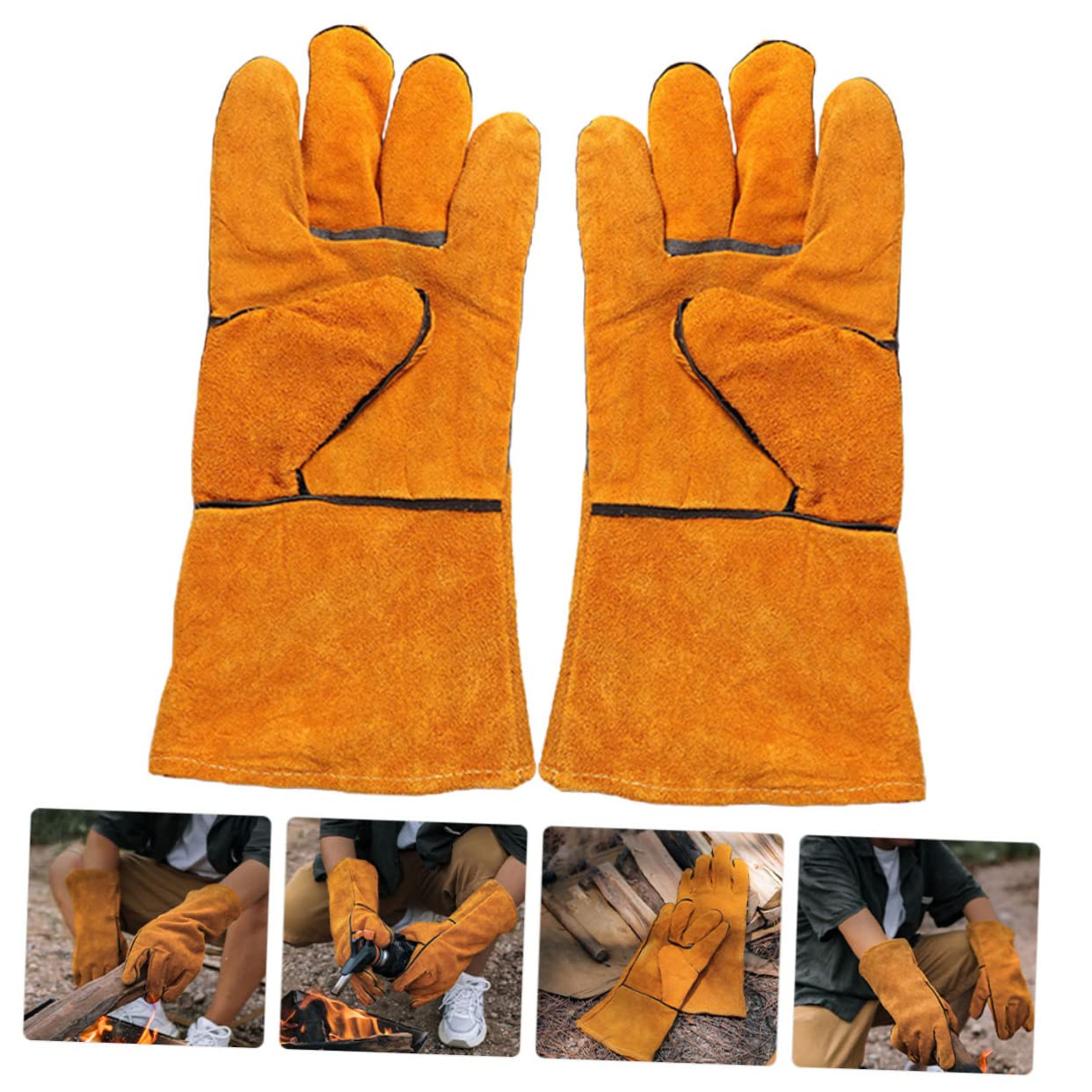 3 Paia Guanti Bbq Lunghi Resistenti Al per Esterni Protezione Avambraccio Guanti Antiscottatura per Barbecue e Campeggio