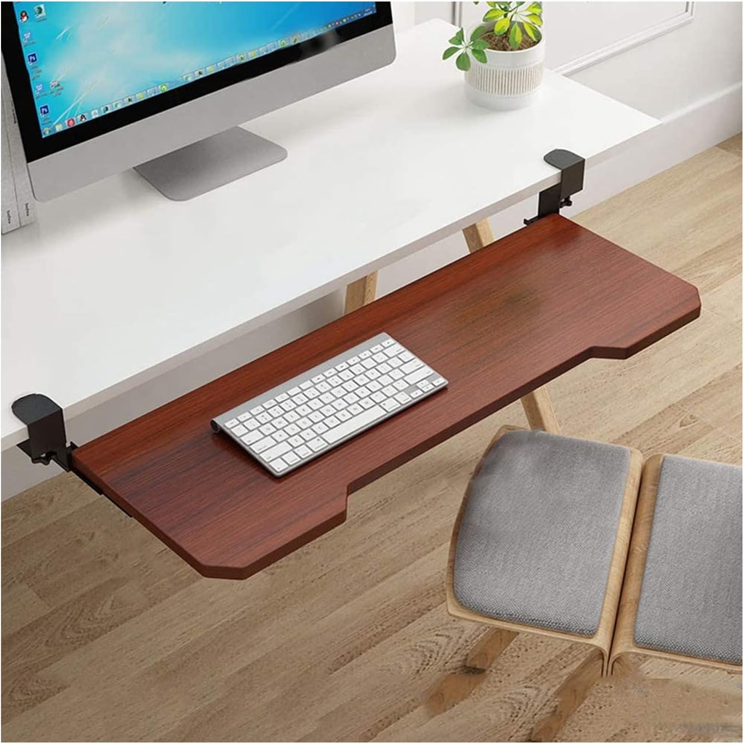 MERAXI ClampOn Keyboard Tray, SlideOut Keyboard Drawer