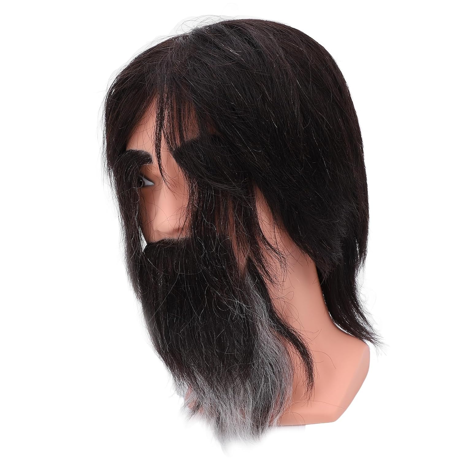 Pongnas Barber Male Mannequin Head with Beard for Professional Training, Reusable Beauty Salon Model for Hair Styling and Grooming