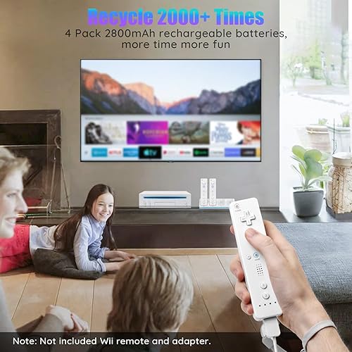 Miniatura 4 de Cargador de controlador de 4 puertos para controles remotos WiiWii U, estación de carga con 4 unidades de batería recargable de 2800 mAh y cable de