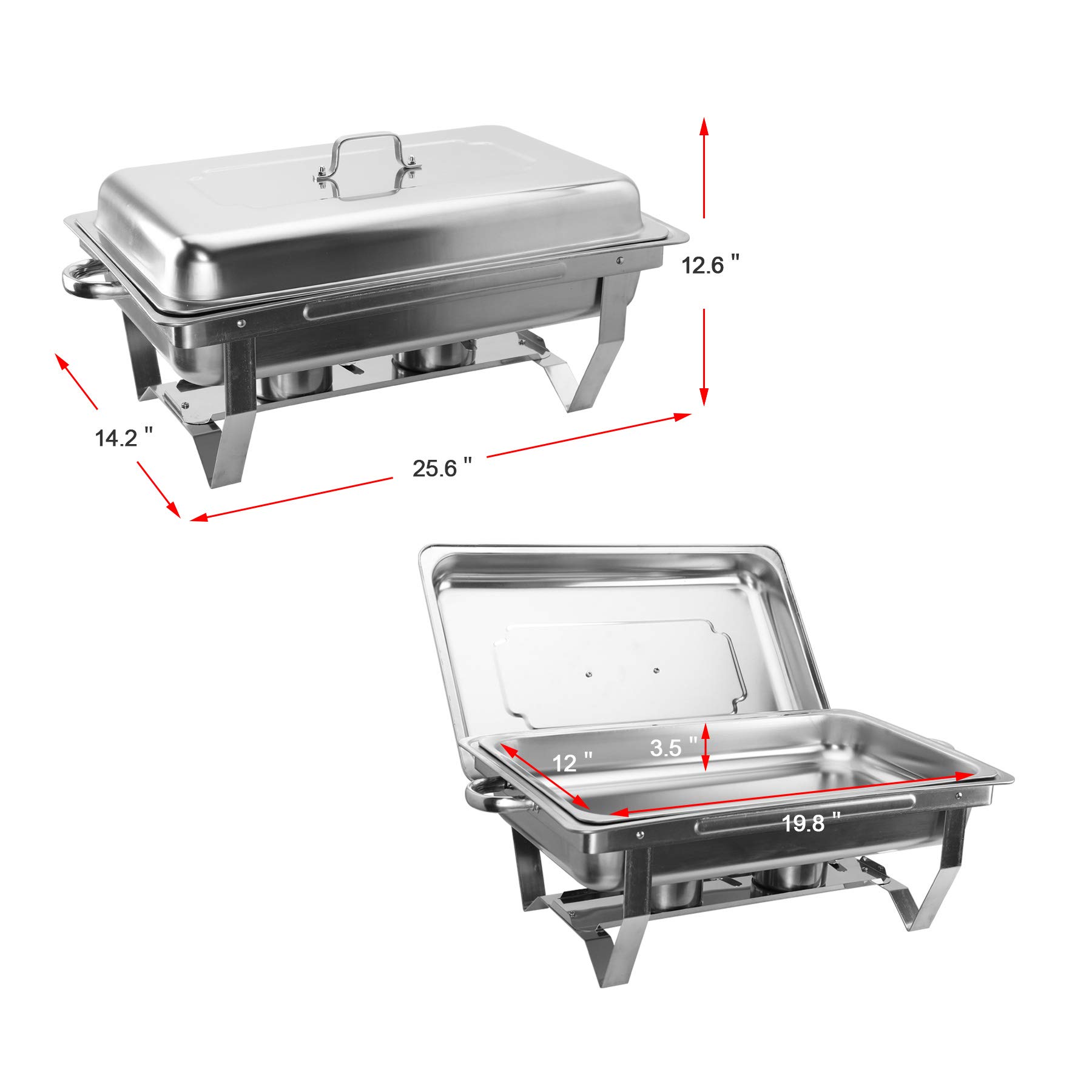 VONLUCE 9L Chafing Dish Set 4 Pezzi Scaldavivande in Acciaio Inox Contenitore Vassoio di Riscaldamento Pentole di Riscaldamento Chafing Dish per Buffet di Catering e Feste