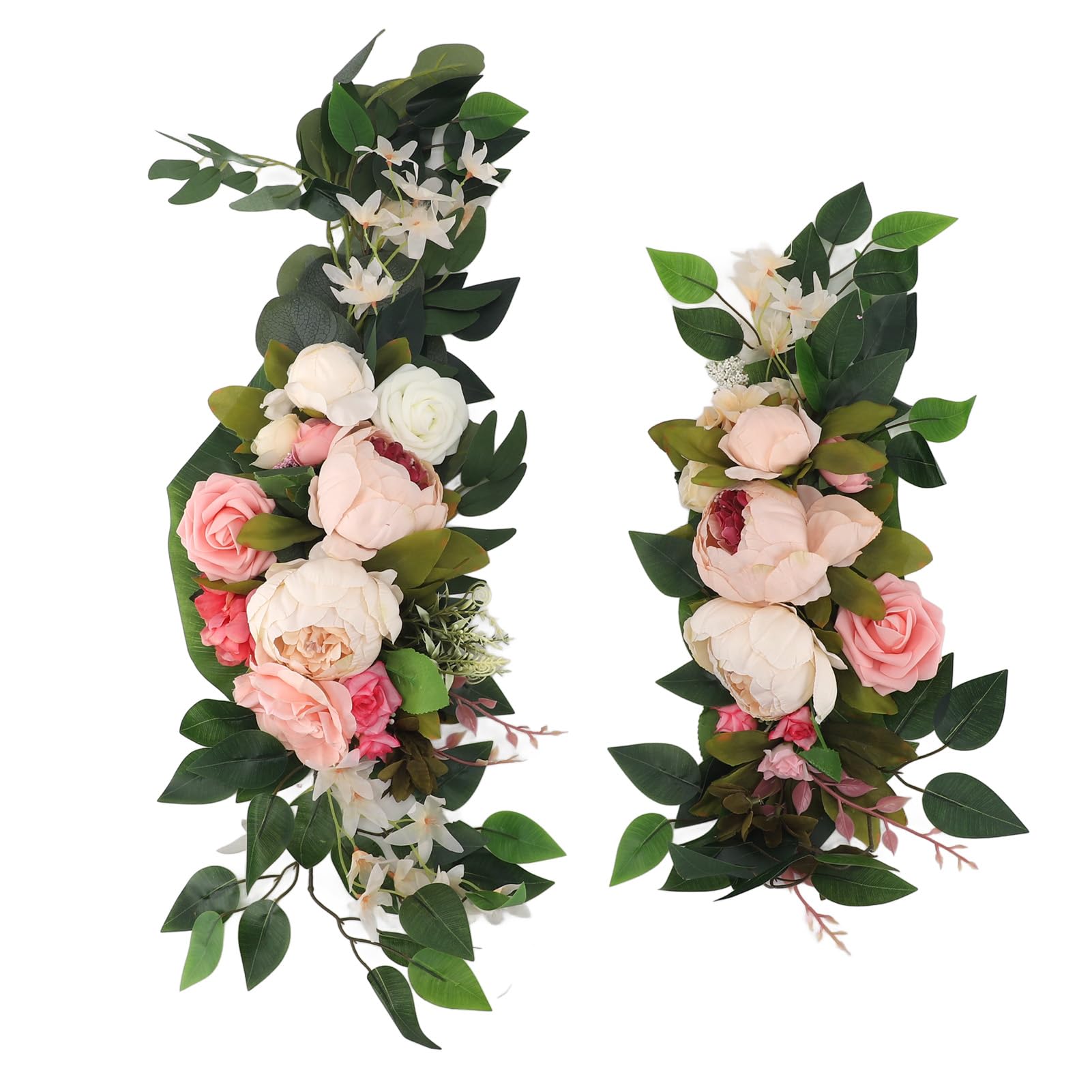 Jedwabne łuki ślubne z Kwiatami, 2 Sztuki (PINK)