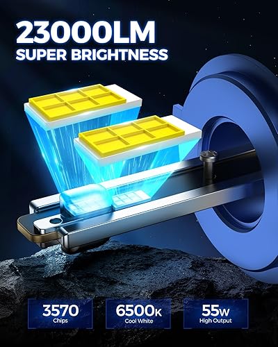 Miniatura 2 de Marsauto Bombillas H139008, 23000LM superbrillantes, 55 W con bombillas 9008 blancas frías de 6500 K para haz de luz altabaja, reemplazo halógeno,
