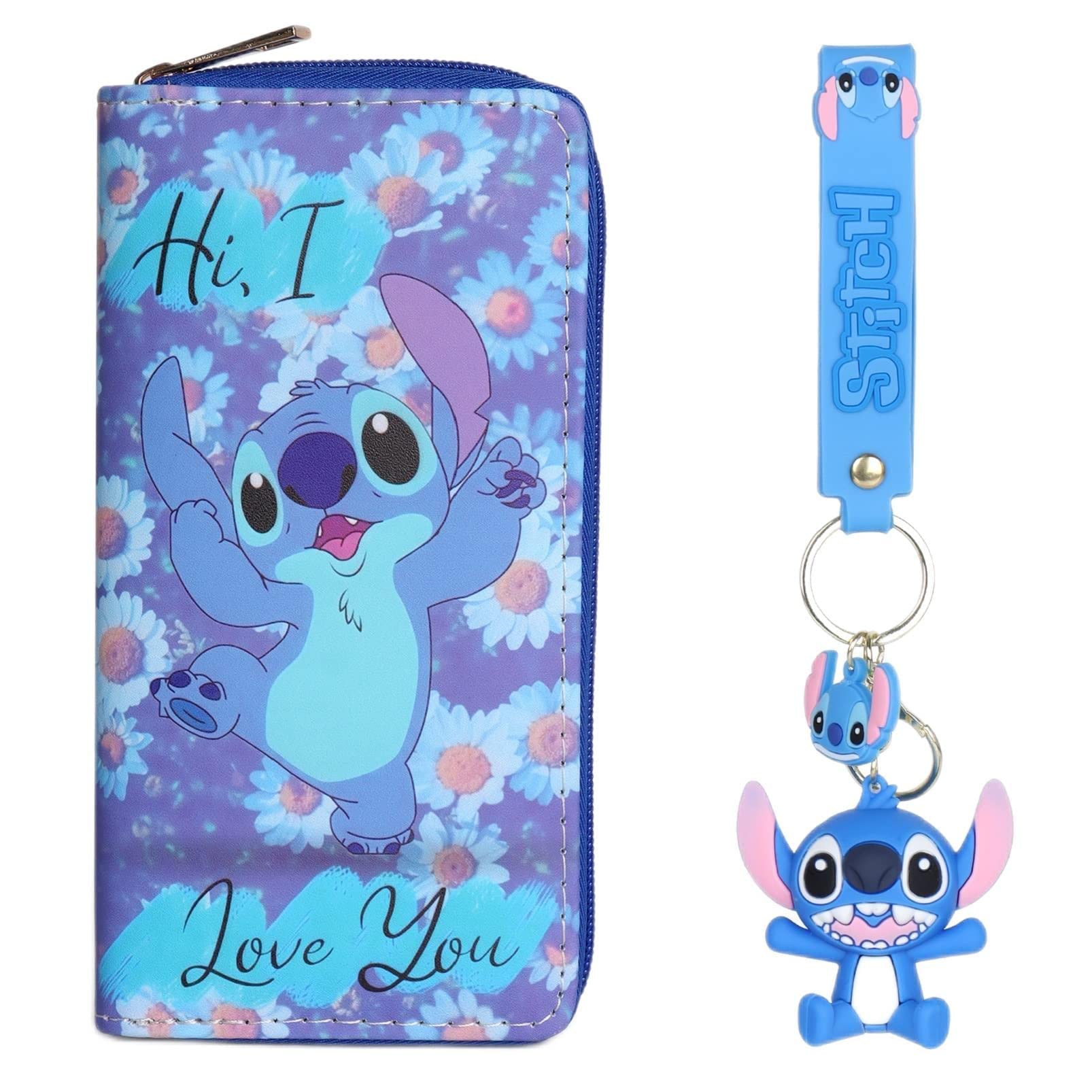 HTPARY Cartoon Wallet, Cute PU Wallets with Keychain, Clutch Bags and Key Chains, Fashionable Zip Wallets for Kids Girls Boys, Flower-B, Cute