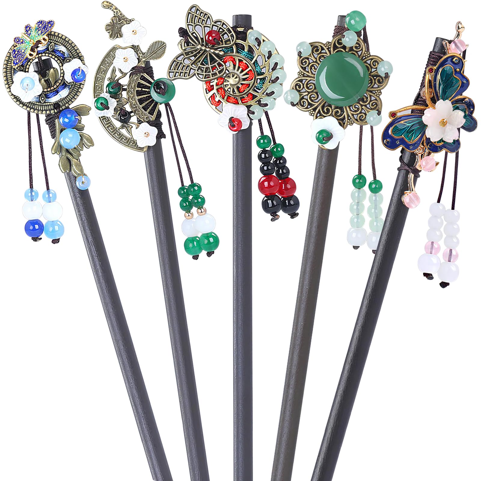 5 Stück Holz Haarstäbchen, Vintage Chinesische Haarnadel, Re