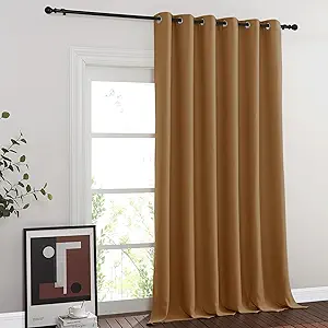 NICETOWN Gold Brown Blackout Curtains for Bedroom 95 Inch Length - Thermal Insulated Room Darkening Privacy Grommet Window Drapes for Boys Room, Set of 1 Panel, 80 x 95 Inch