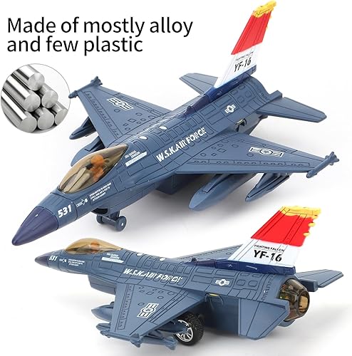 Miniatura 3 de Juguetes de aleación de avión de combate con sonido, luz y tirar, regalo para niños y niñas