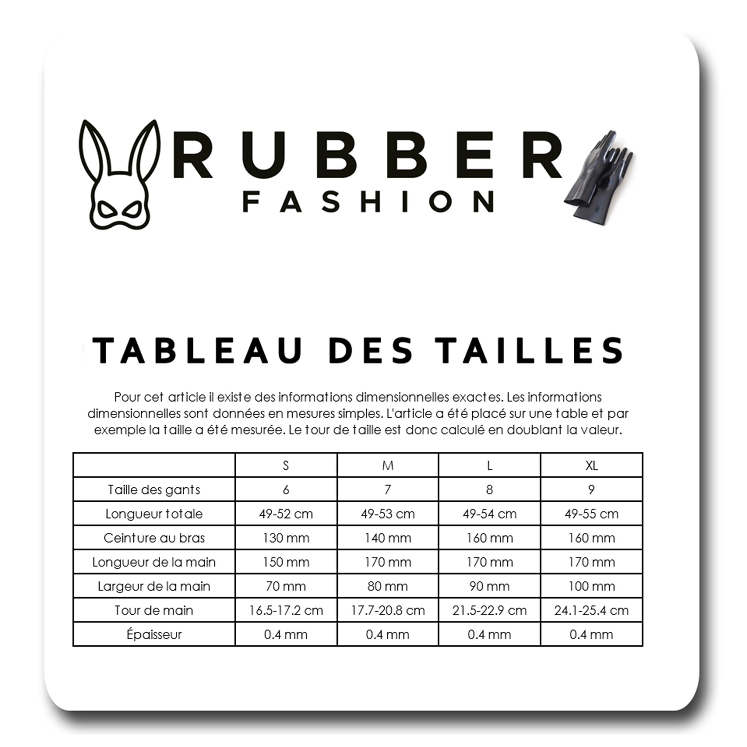 Rubberfashion - Paire de gants sexy en latex pour pratiques sexuelles - unisexe - longueur coude SECOND CHOIX - noir 0.4 Medium