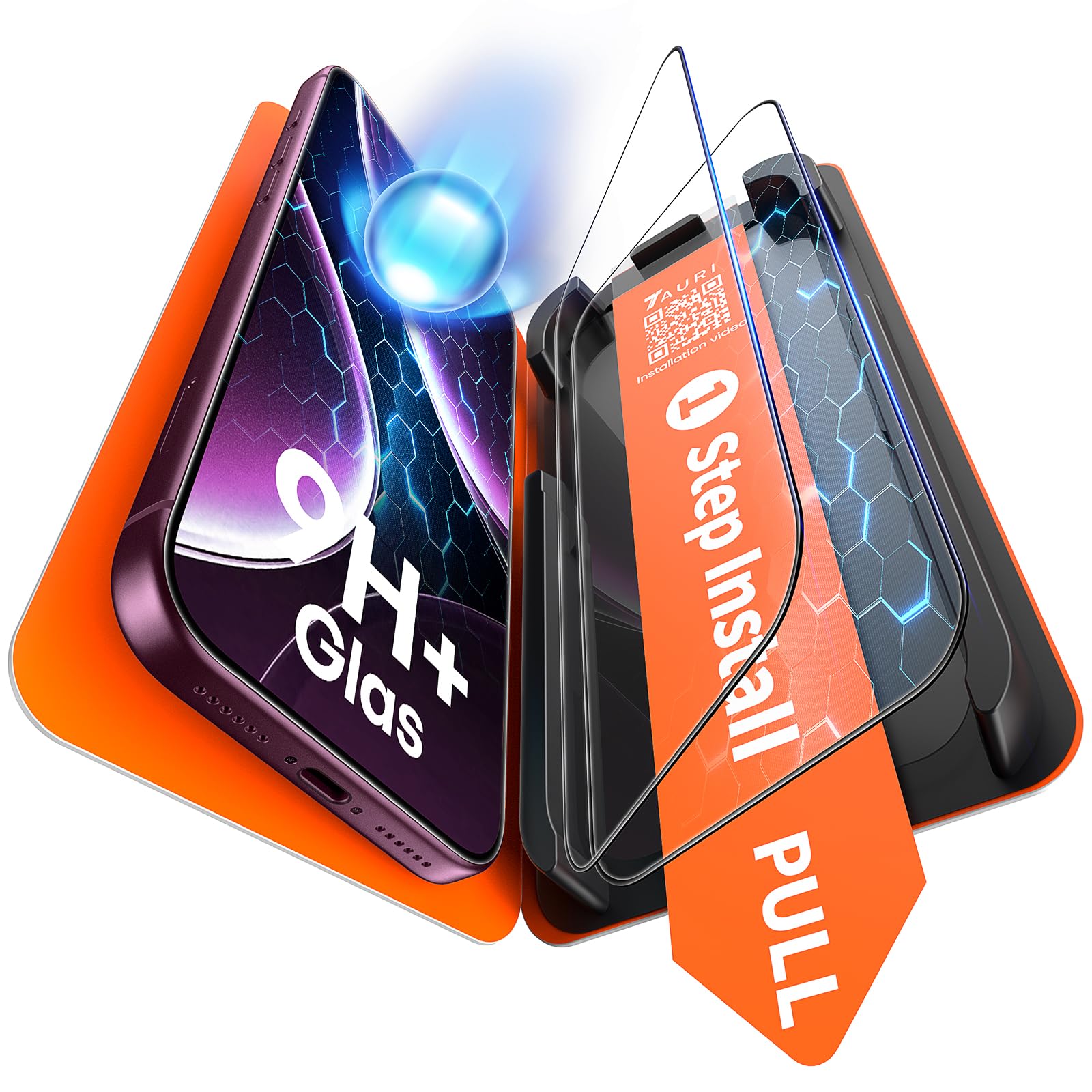 TAURI 2 Pack for iPhone 18 Pro Max Screen Protector, 1-Step Install
