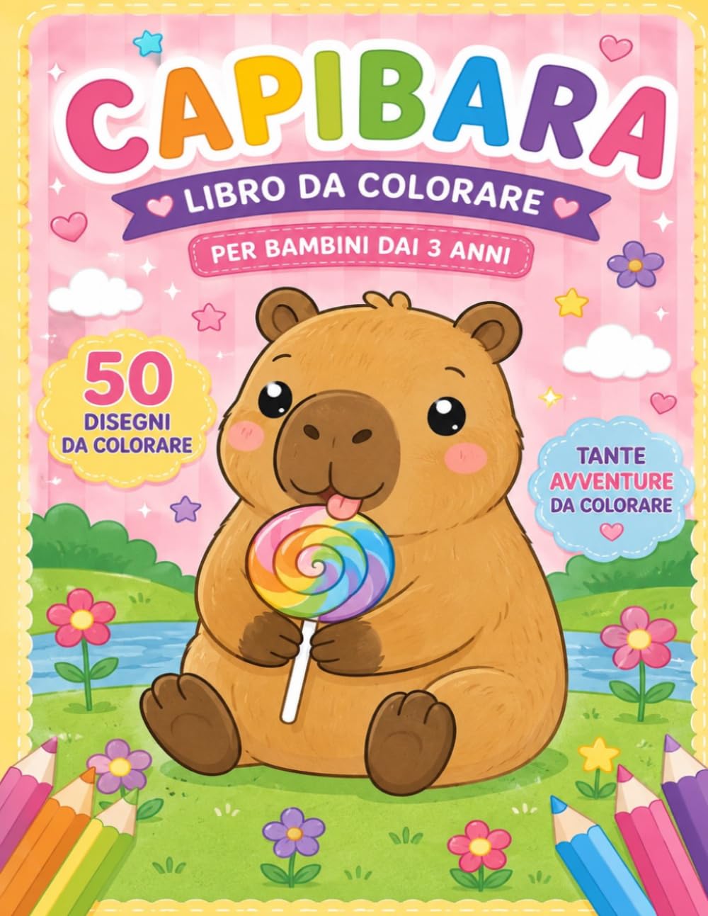 Capibara libro da colorare: 50 disegni da colorare