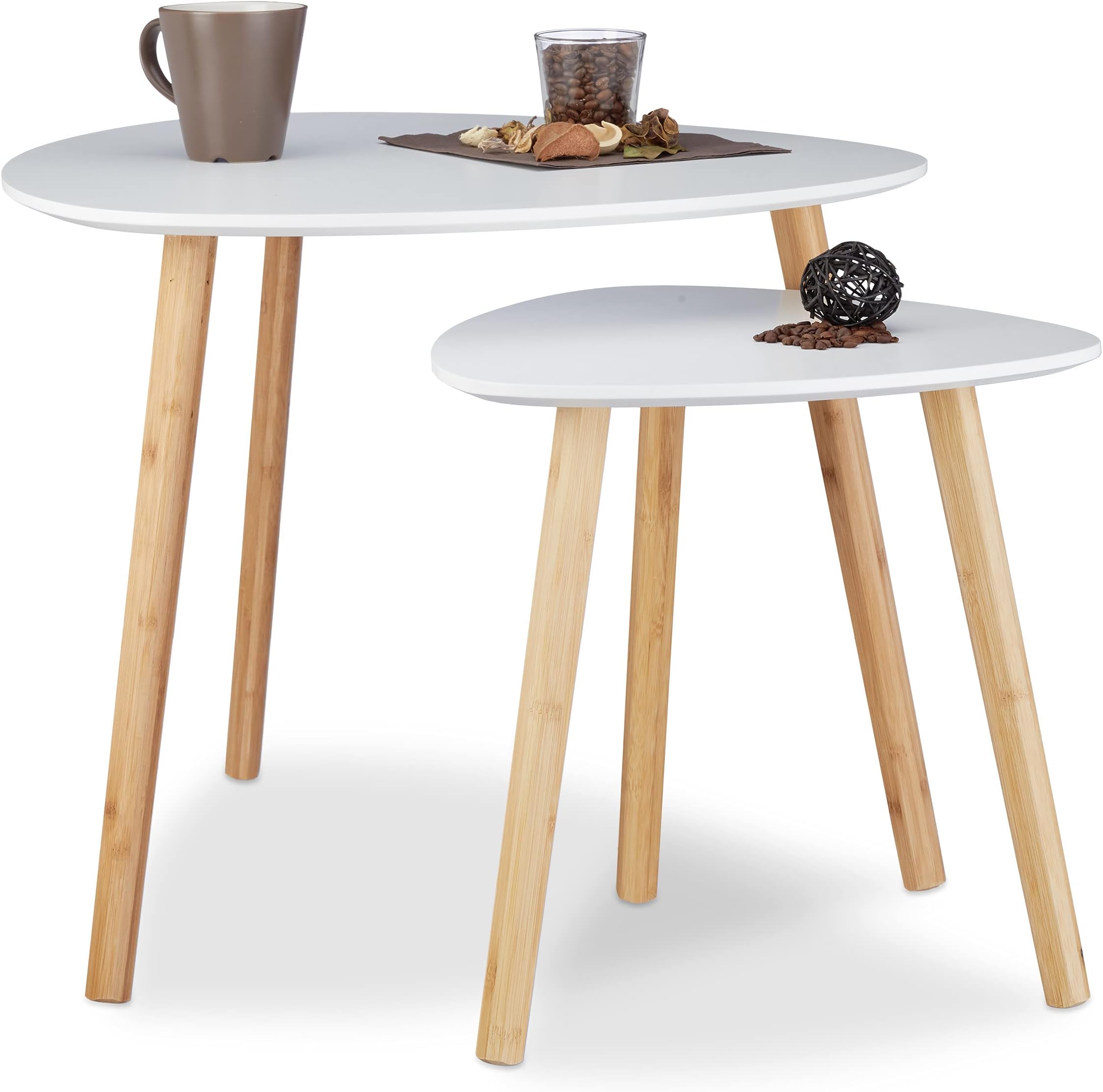 IDMarket - Lot de 3 Tables Basses gigognes Gaia laquées Blanc ...