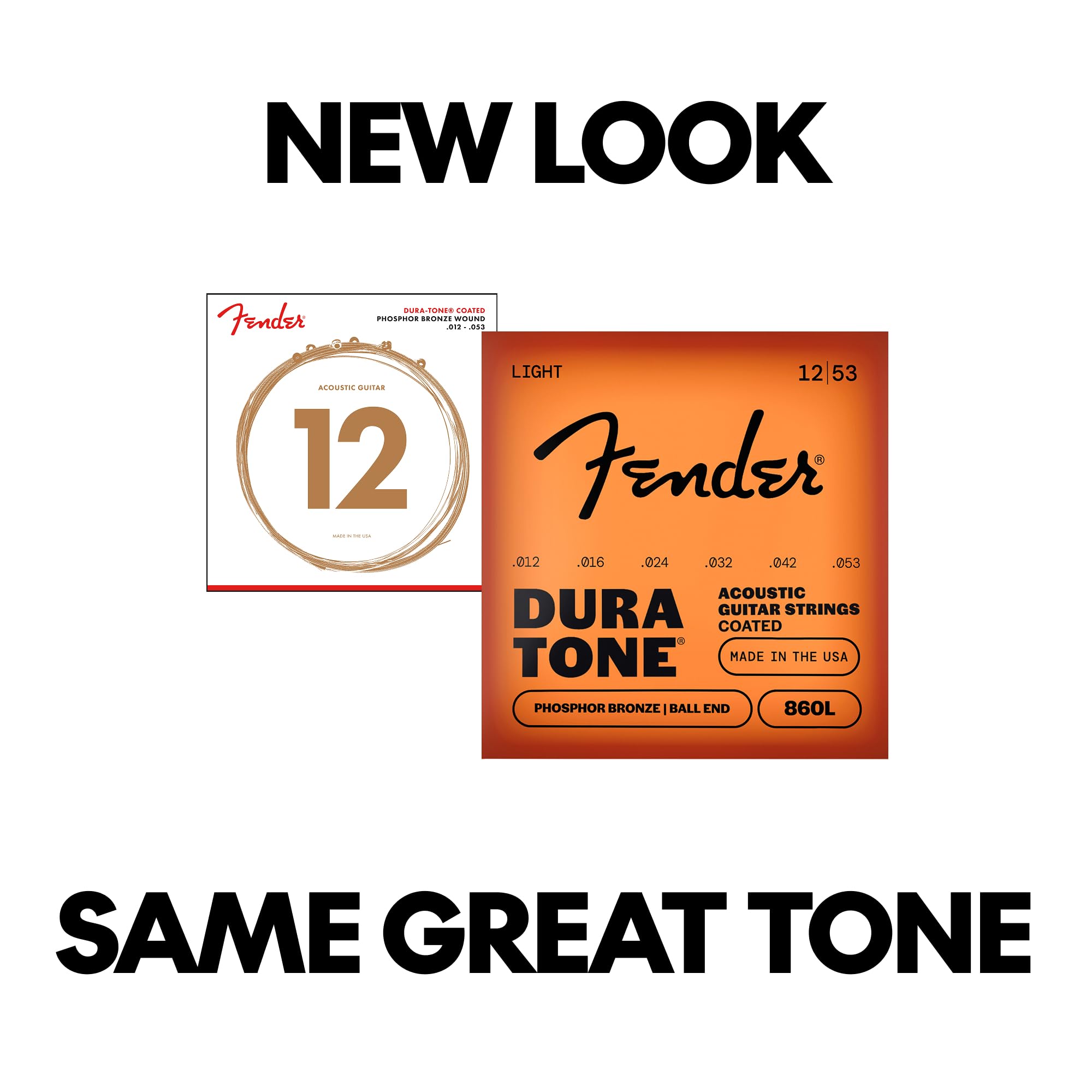 Fender 860L Phosphor Bronze Acoustic Guitar Strings Dura-Tone® Coated 12-53