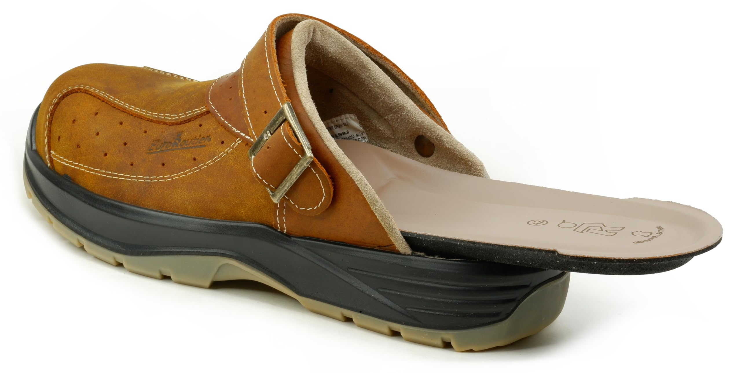 EUROROUTIER Premium Leather Tucson Brown, zuecos, zapatillas de seguridad certificadas SB A-E-FO SRC