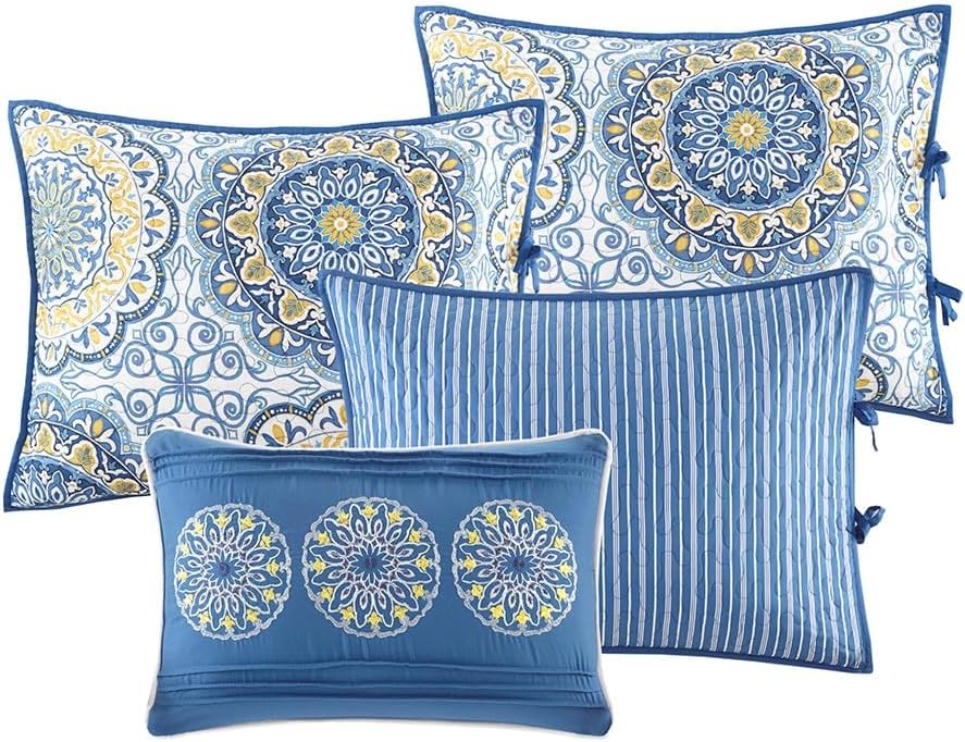 6 Pcs Reversible Daybed Cover Set Blue Daybed