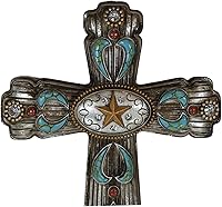Vista 5 de Ebros Gift Patrones ornamentados florales rústicos de turquesa del suroeste con estrella solitaria occidental concho cruz de pared crucifijo