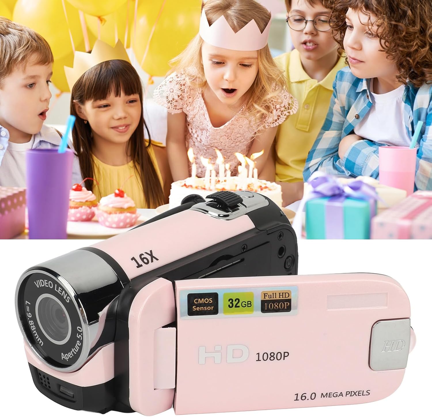 Vintage Video Camera Camcorder, 16Mp Cam Corder, 1080P Digital Camera, 2.4 Inch Rotatable Screen Camcorder, 16X Zoom HD Video Recorder with Fill Light for Teens Beginner Adult - Image 6