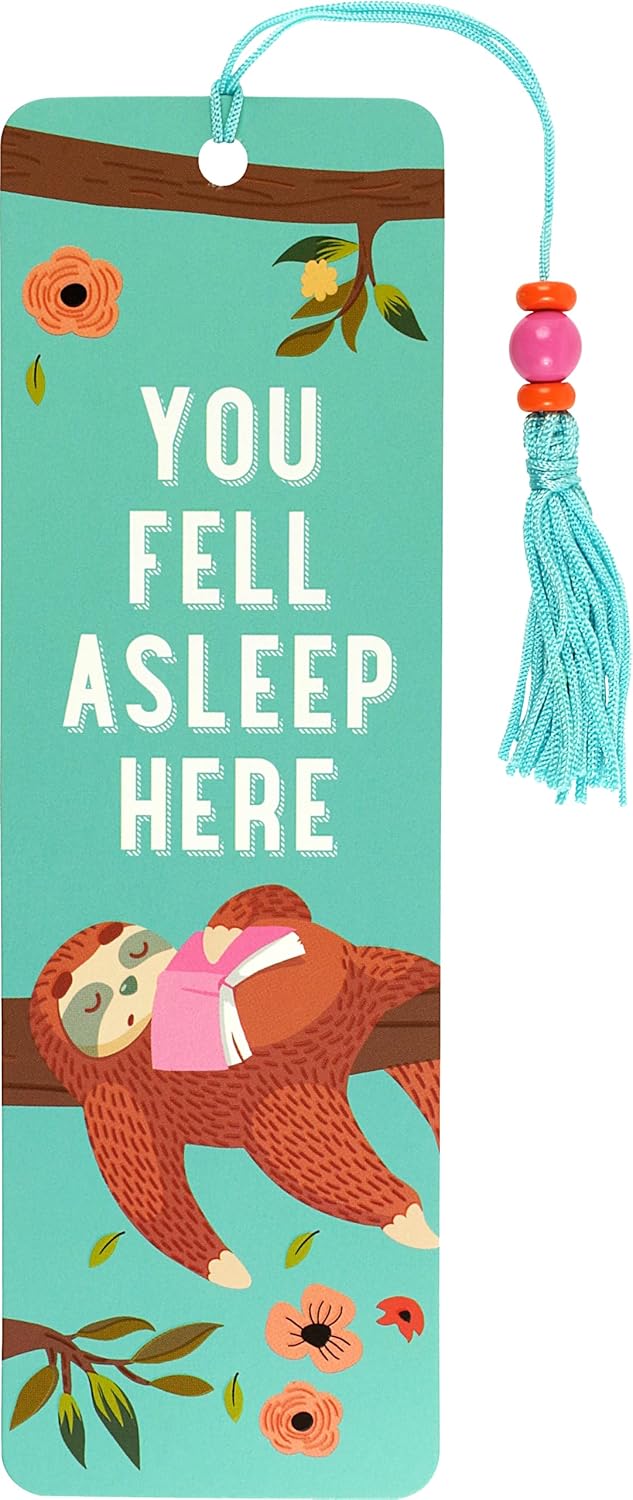 Peter Pauper Press 'You Fell Asleep Here' Sloth Beaded Bookmark - Cute Colorful Book Marker with Tassel & Ruler