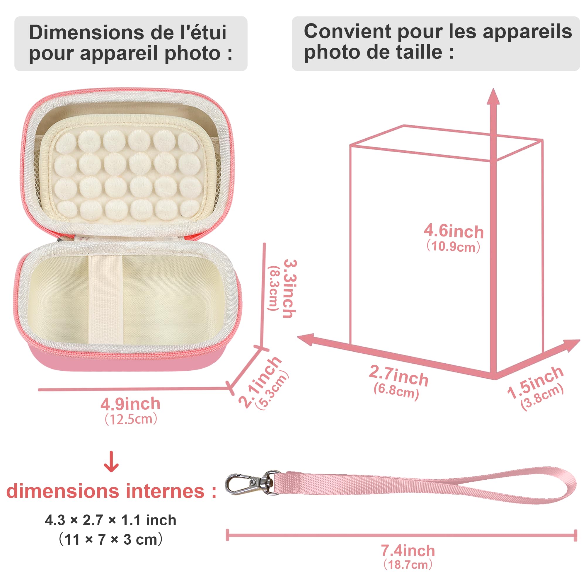Étui pour Appareil Photo Numérique Leayjeen, Compatible Kodak Pixpro C1 Canon IXUS 285 HS, Coussin Amortisseur Rose