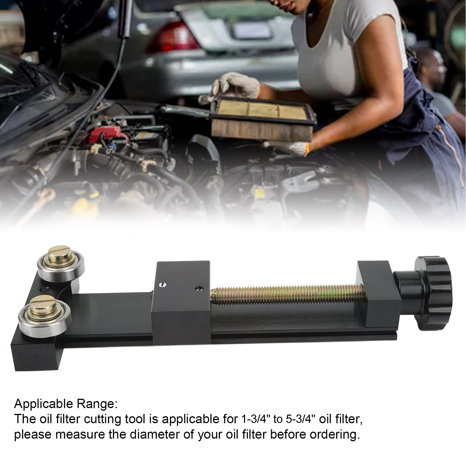Outil Coupe - Filtre à Huile 66490 en Alliage de Zinc Précis et Robuste, Convient aux Filtres de 1-3/4 po à 5-3/4 po, pour Maintenance Automobile Sécurisée (Noire)