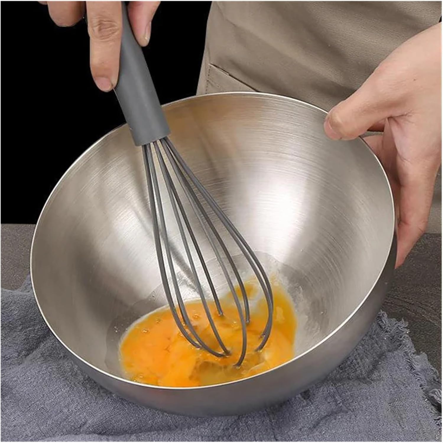 Stainless steel bowl Stainless Steel Fruit Salad Bowls 15cm/20cm/25cm Soup Rice Noodle Ramen Bowl Mixing Food Container Kitchen Tableware(Silver 15cm)