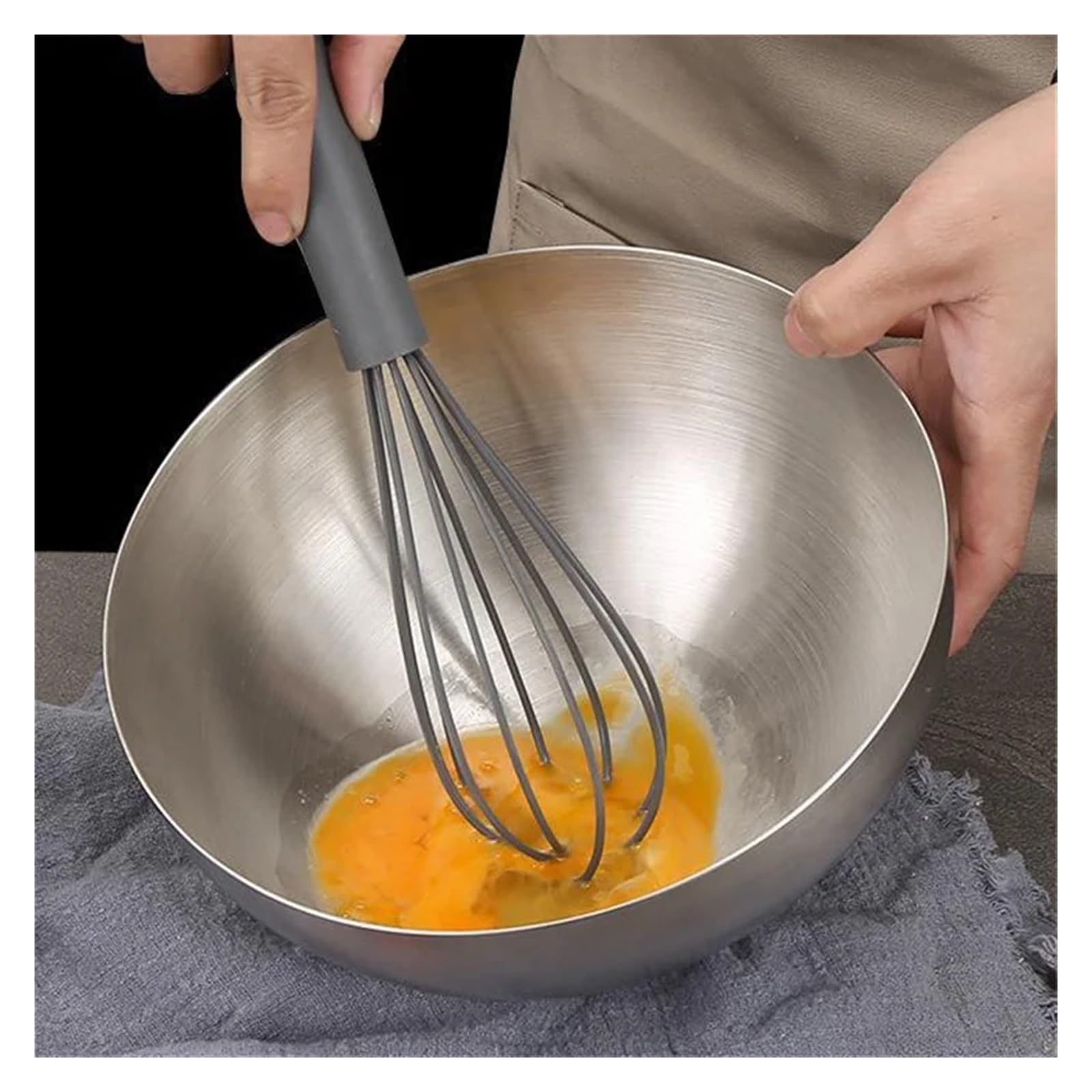 Tazón de acero inoxidable, 15cm, 20cm, 25cm, ensalada frutas, sopa, arroz, fideos, Ramen, recipiente for mezclar alimentos, vajilla cocina(Silver 25cm)