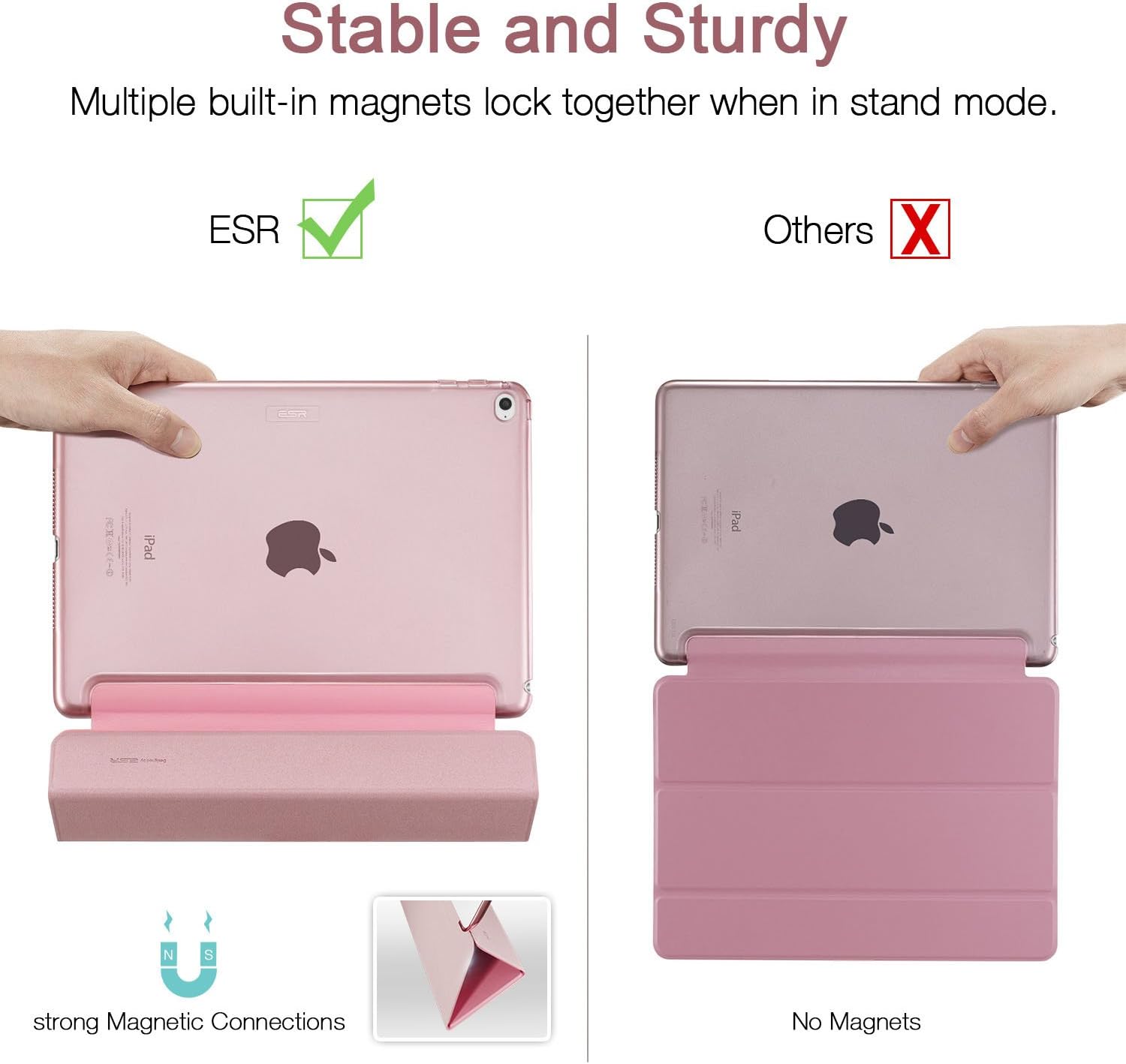 iPad Air 2 Case, ESR Smart Case Cover [Synthetic Leather] Translucent Frosted Back Magnetic Cover with Auto Sleep/Wake Function [Light Weight] (Sweet Pink)