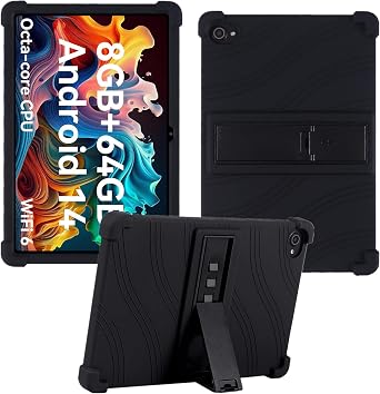 Case for Evermyth C10 Tablet 10.1 inch, Kids Friendly Soft Silicone Adjustable Stand Cover for MUISOO MSOC11BK 10.1" / Urao C10 Tablets Black