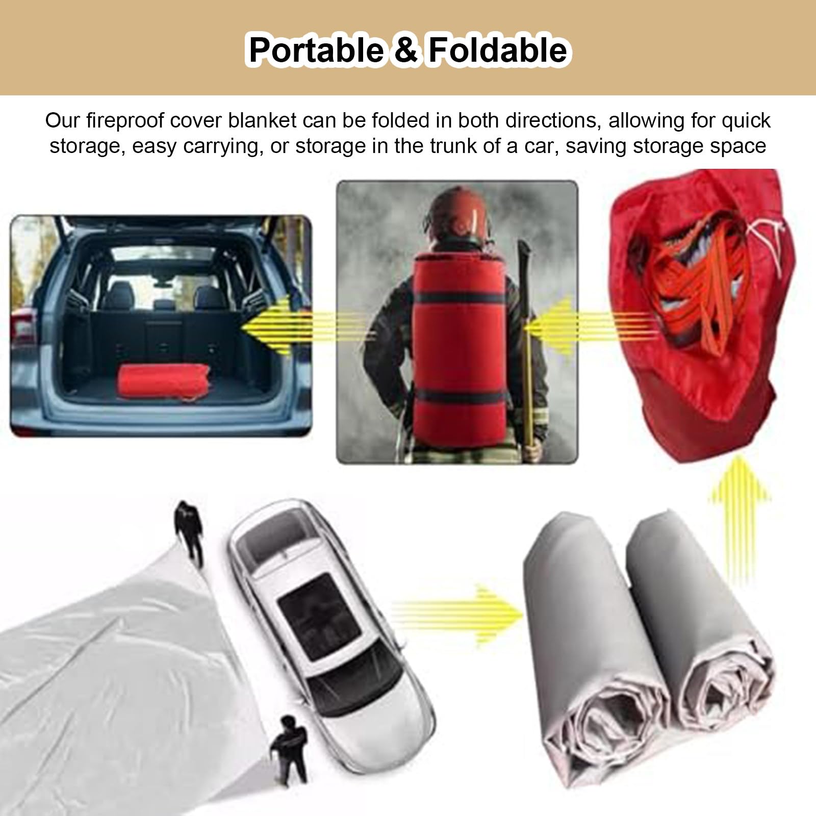 Manta ignífuga de emergencia para vehículos, manta extintor grande para uso en coche y camión, paño de silicona duradero para seguridad y protección