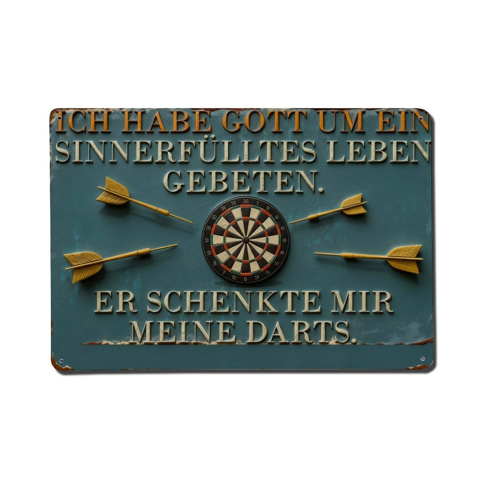 Dart Board With Arrows And Text Metal Tin Sign Plaque