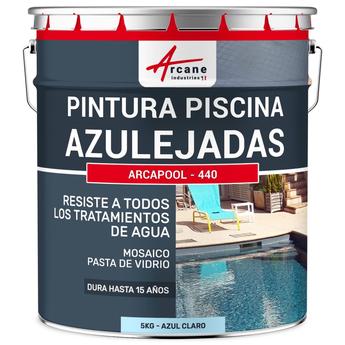ARCANE INDUSTRIES Pintura para borde de piscina, para azulejos de la piscina - ARCAPOOL - 440-5 kg (hasta 15m² para 2 capas) Azul Claro