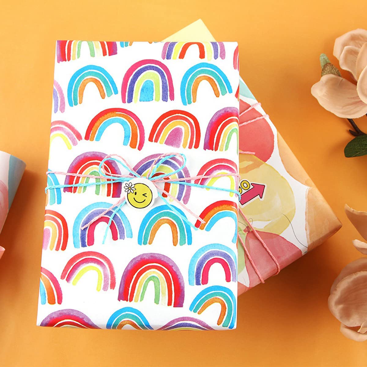 Cozylkx 12 arkuszy papieru do pakowania prezentów, 70 cm x 50 cm kolorowy wzorzysty papier do pakowania wielokrotnego użytku na Boże Narodzenie urodziny rocznice
