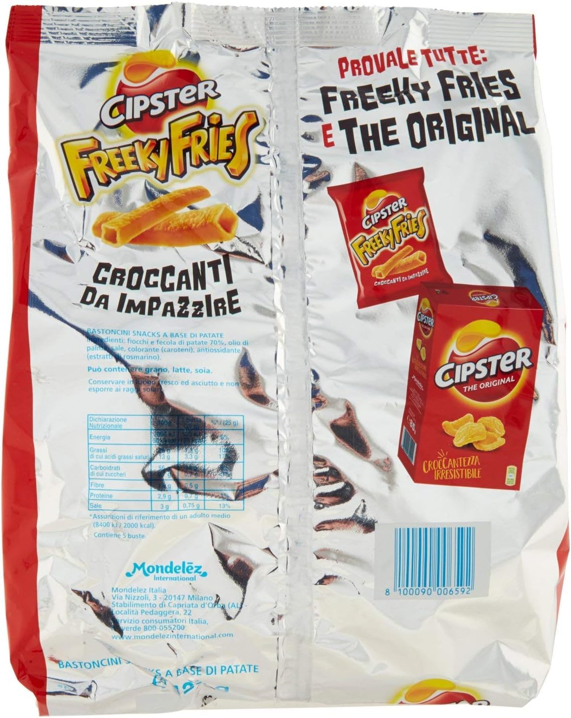 Italian Gourmet Freeky Fries Chips di Patate Kartoffelsnack Form 12 x 125g | Sfiziosi e croccanti; salziger Genuss für Aperitivo, Party, Filmabend und, Gesamtnettogewicht 1,5 kg + Kostenlos Polpa 400g