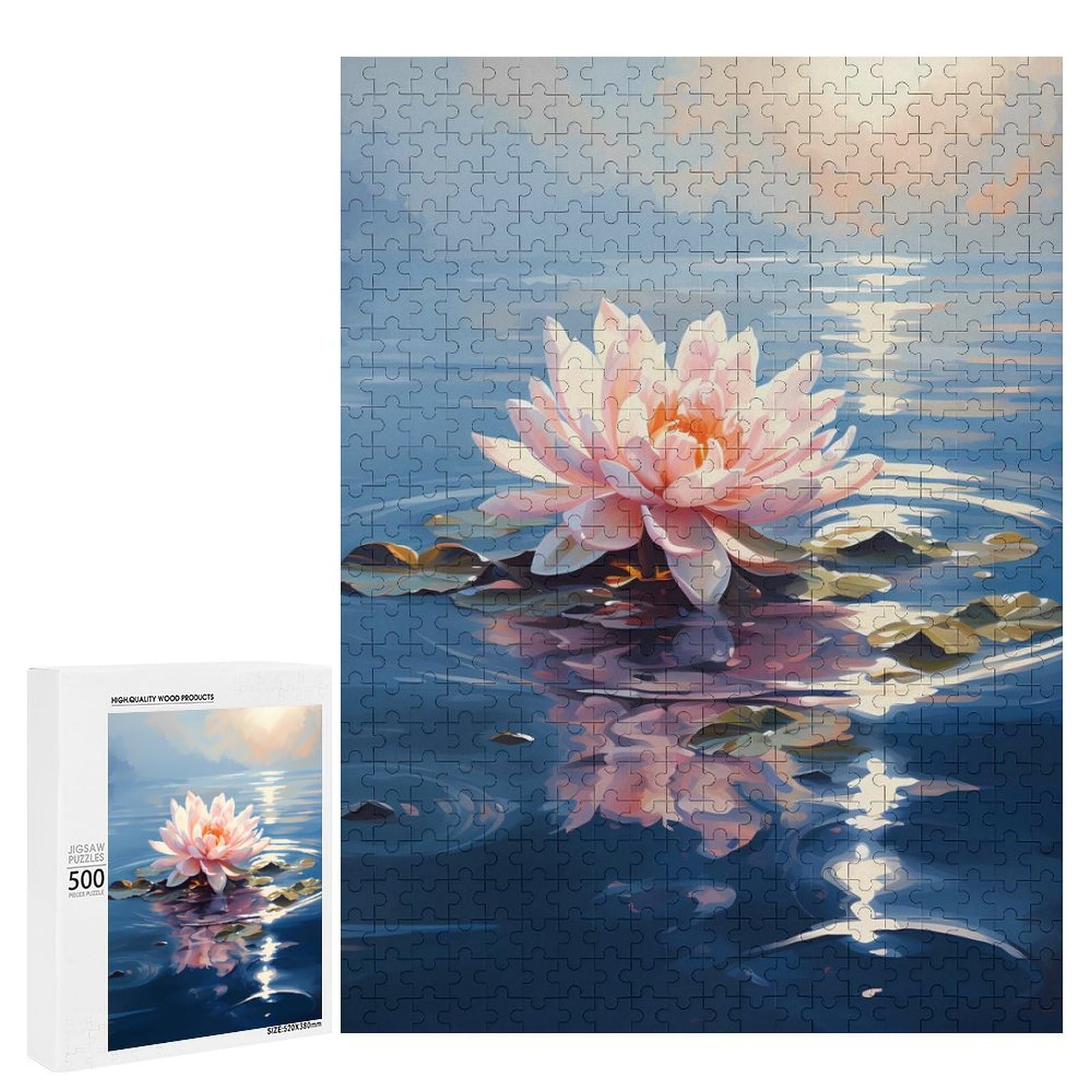 Rompecabezas de flores de lotos para adultos, 500 piezas, rompecabezas de madera, regalos únicos, 500 piezas