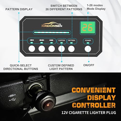 Miniatura 5 de XRIDONSEN Luces estroboscópicas de emergencia blancas y moradas, peligro de advertencia intermitente de seguridad, barra de luz interior para