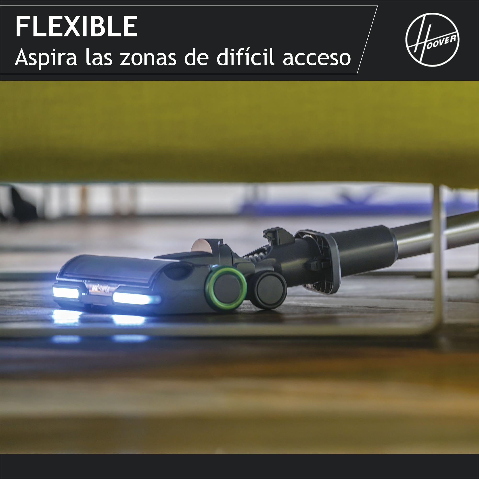 Hoover HF9 Especial Mascotas HF920P, Aspiradora Escoba sin Cable, sin Bolsa, 3 en 1, Escoba, de Mano y Vertical, Cepillo Antienredos, Autonomía 60 min, Color Gris/Verde