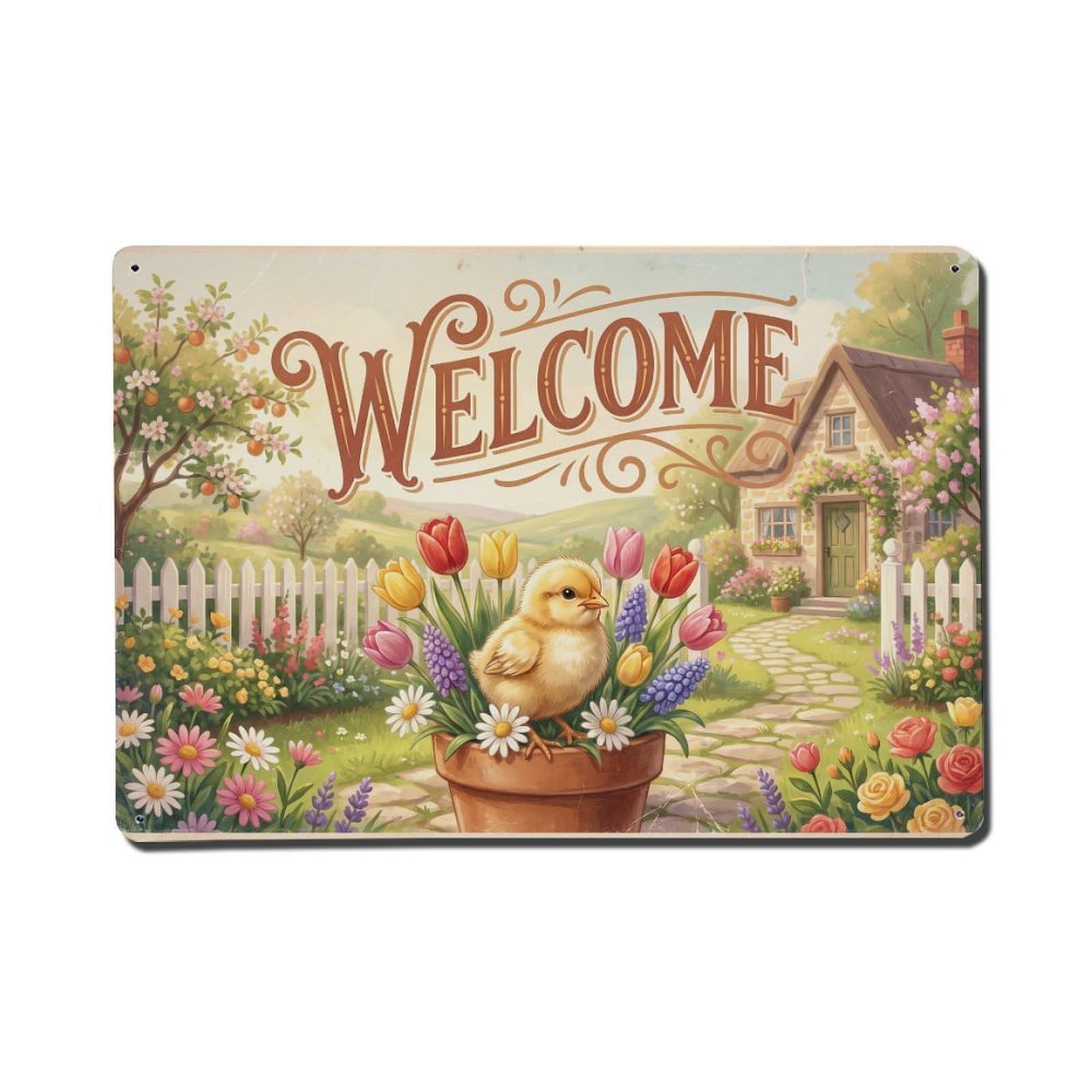 [Vintage Welcome] Chick Sunny Day Metal Tin Sign