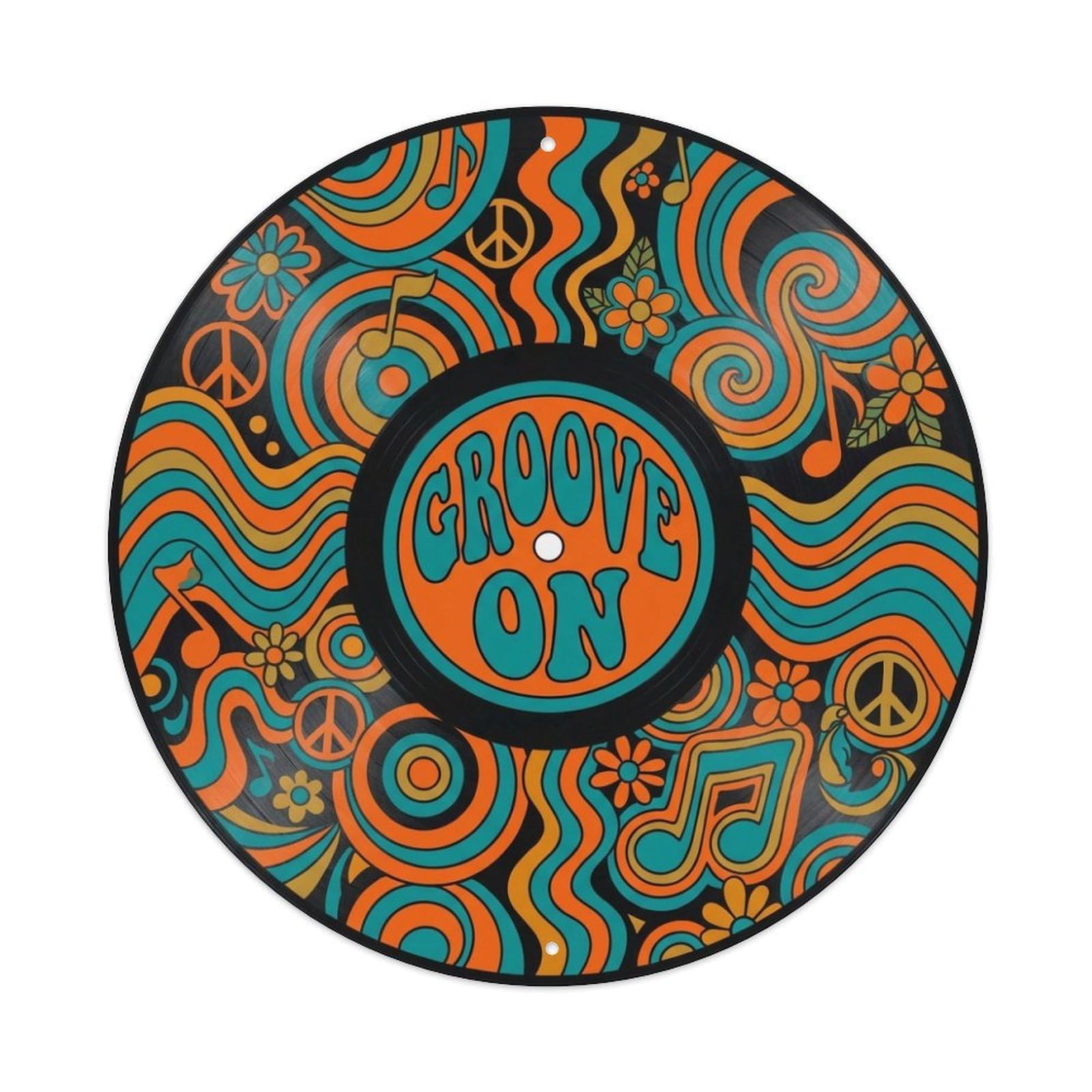 Funk Soul Turntable Groove Groovy Orange Record Cover Metal Tin Sign